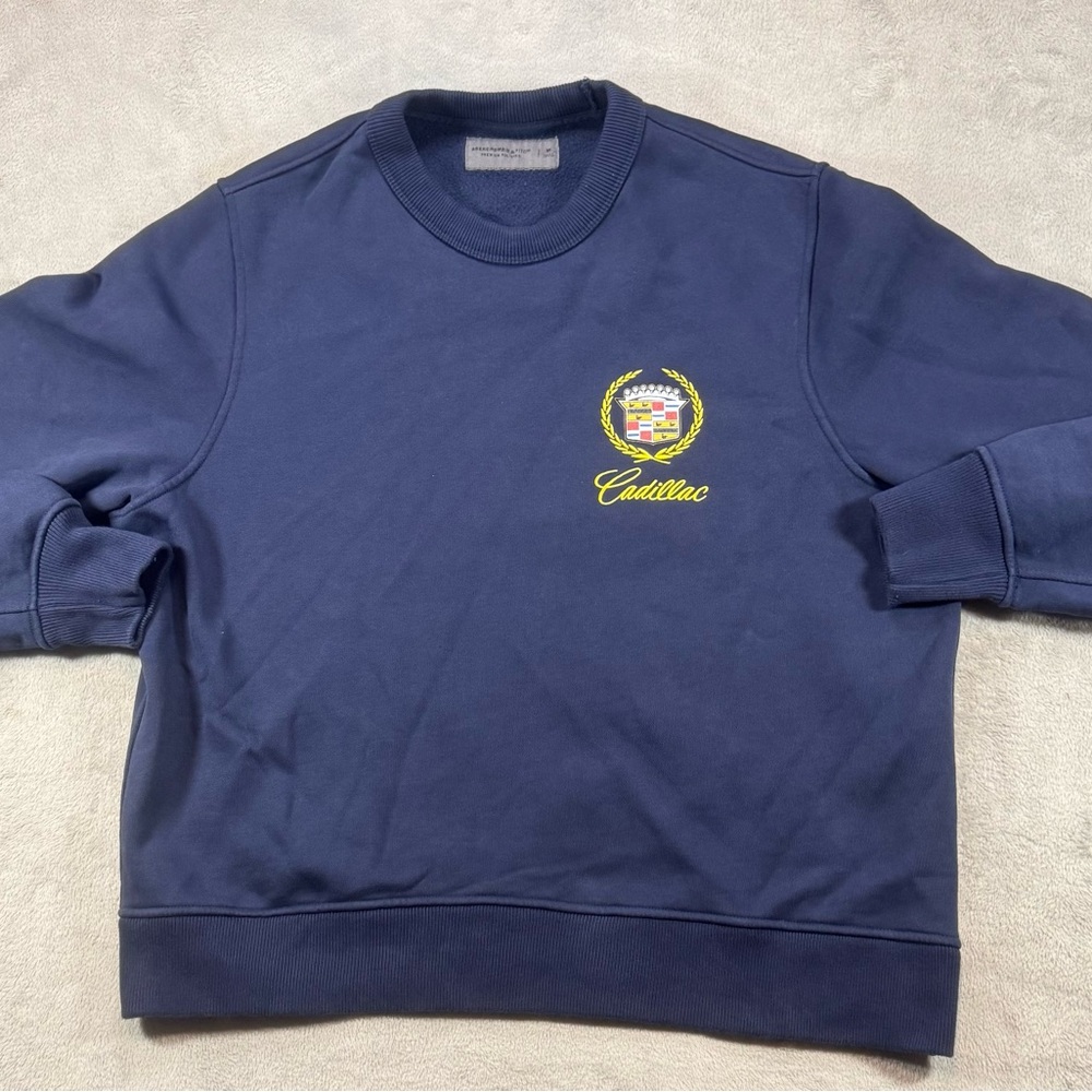 Y2K Abercrombie And Fitch Premier Polish Cadillac Sweater Navy Size Medium - Picture 1 of 4